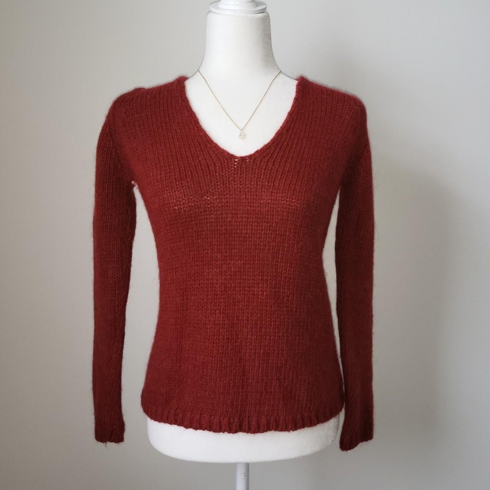 Zara knit red v neck sweater